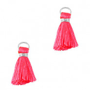 Mini Kwastje 2cm - Silver-fuchsia neon pink